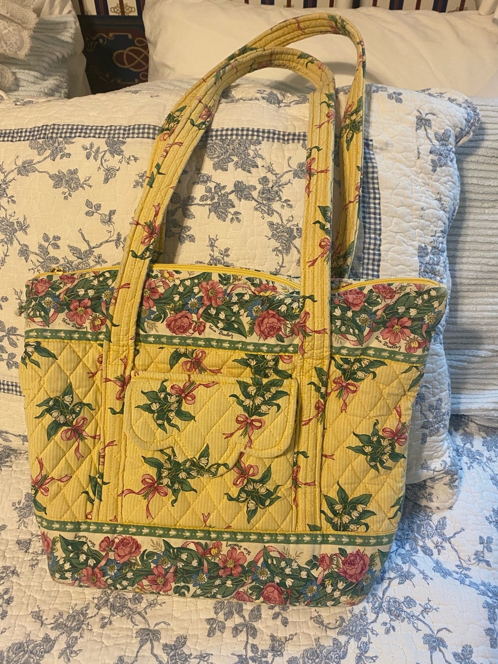 Vera Bradley Vintage Villager Tote Shoulder Bag Hope Lily of the Valley